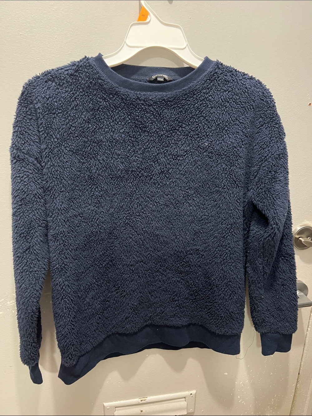 Men's Navy Blue Plush Crewneck Sweater